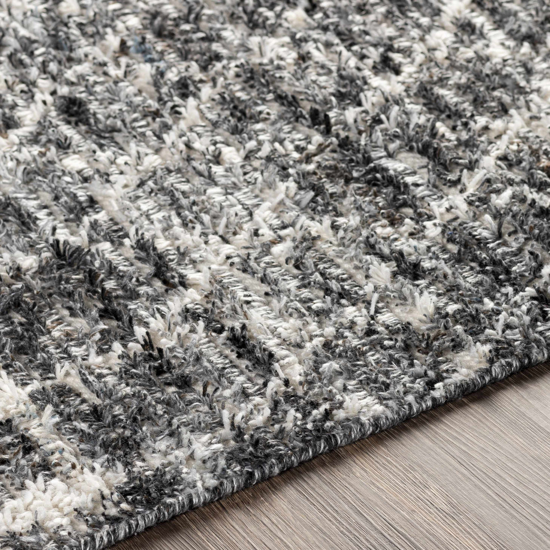 Erina Black Modern Geometrical Design Hand Knotted Area Rug
