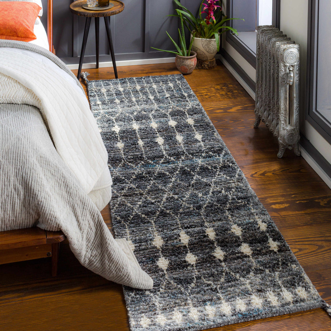 Erina Black Modern Geometrical Design Hand Knotted Area Rug