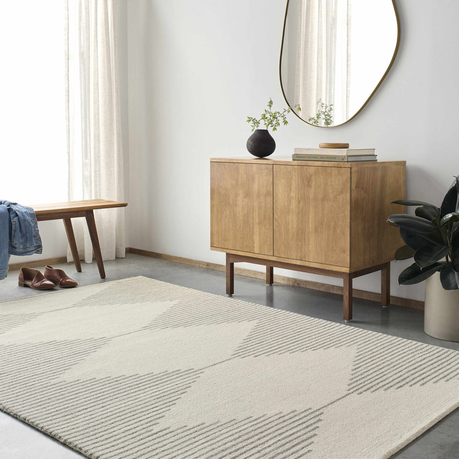 Ermin Modern Geometrical Ivory And Gray Area Rug - The Rug Decor