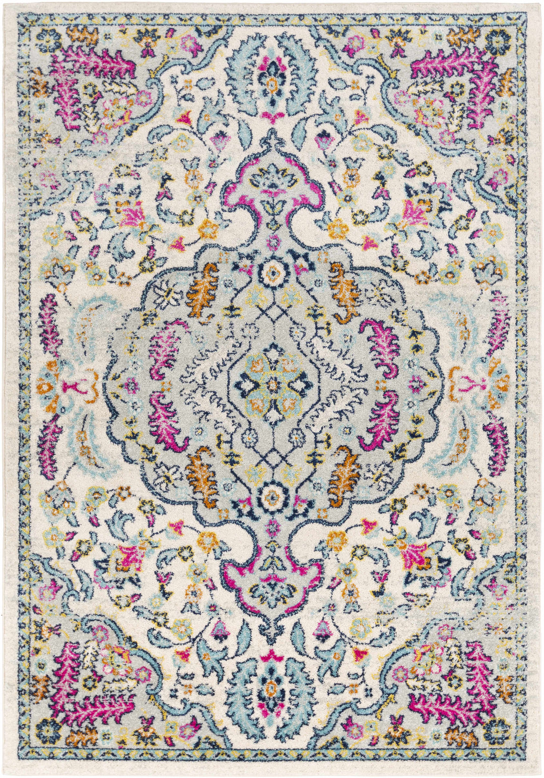 Errol Ivory And Blue Traditional Style Area Rug