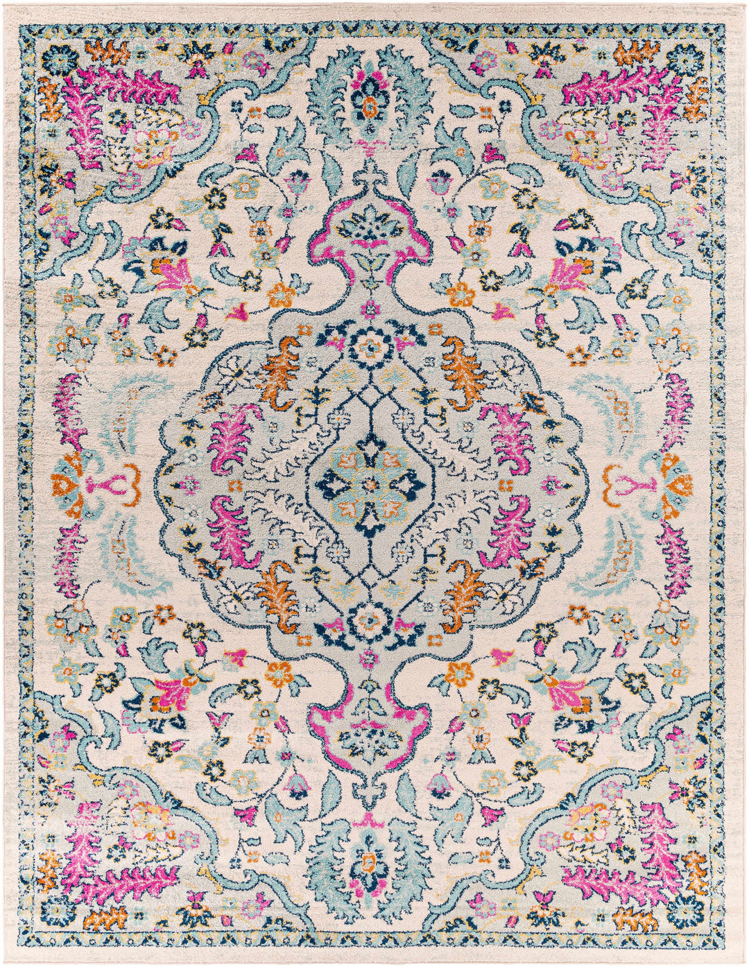 Errol Ivory And Blue Traditional Style Area Rug