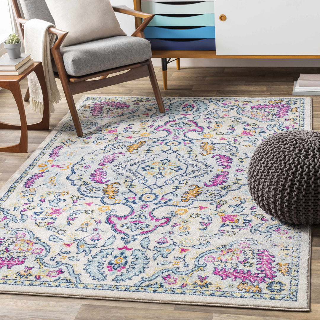 Errol Ivory And Blue Traditional Style Area Rug