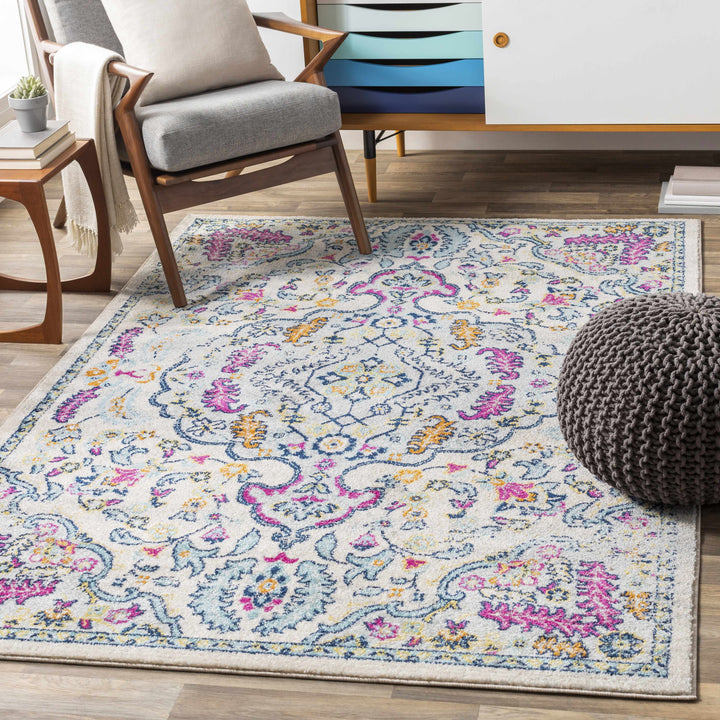 Errol Ivory And Blue Traditional Style Area Rug