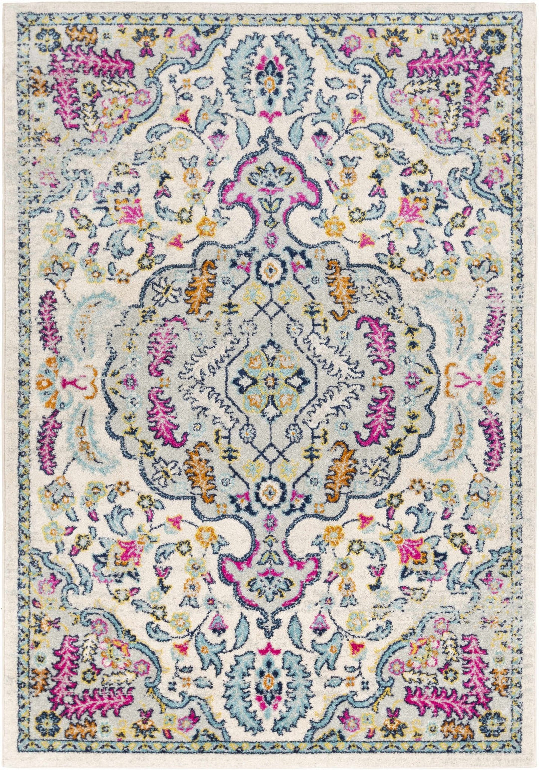 Errol Ivory And Blue Traditional Style Area Rug - The Rug Decor