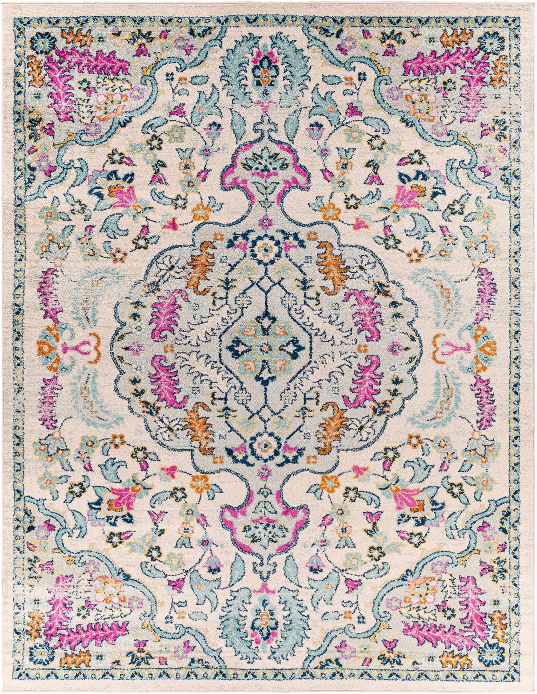 Errol Ivory And Blue Traditional Style Area Rug - The Rug Decor