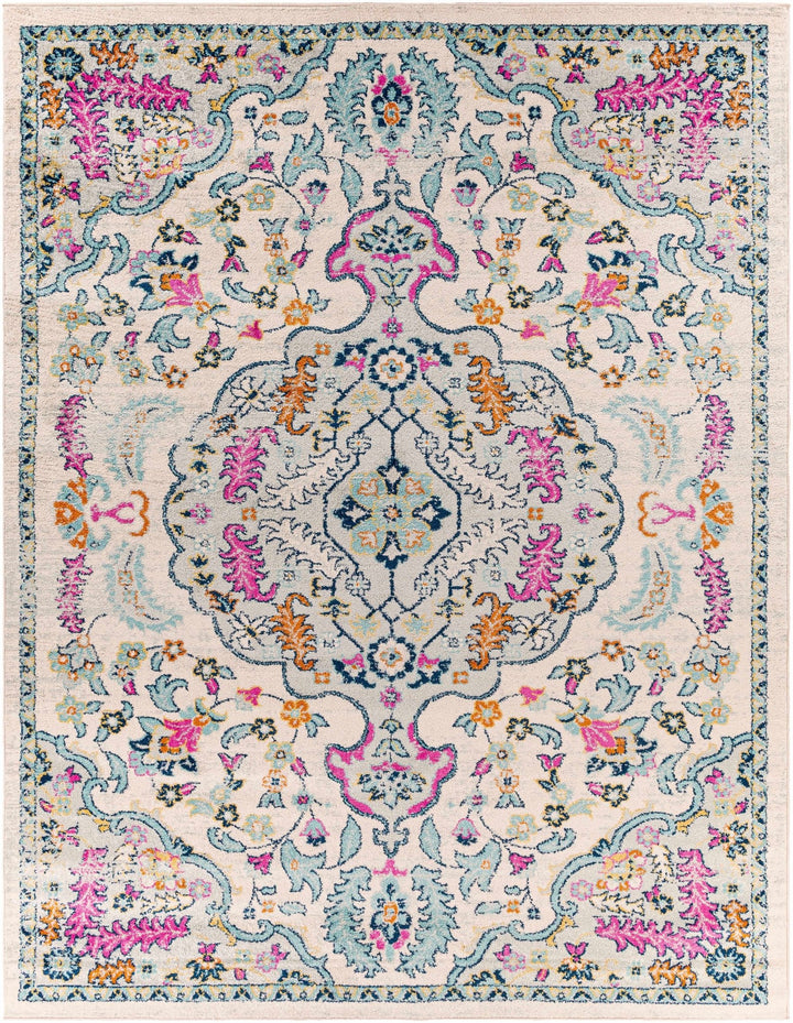 Errol Ivory And Blue Traditional Style Area Rug - The Rug Decor