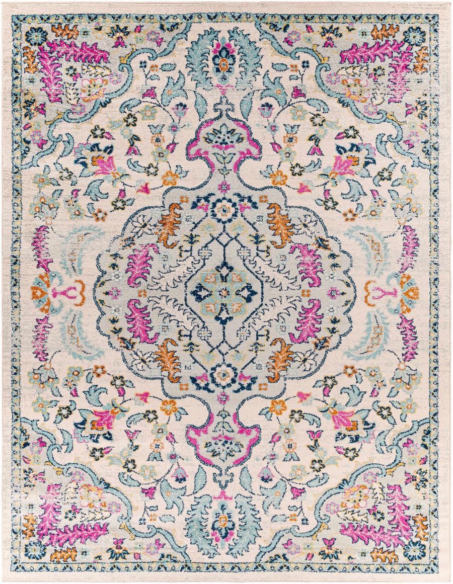 Errol Ivory And Blue Traditional Style Area Rug - The Rug Decor