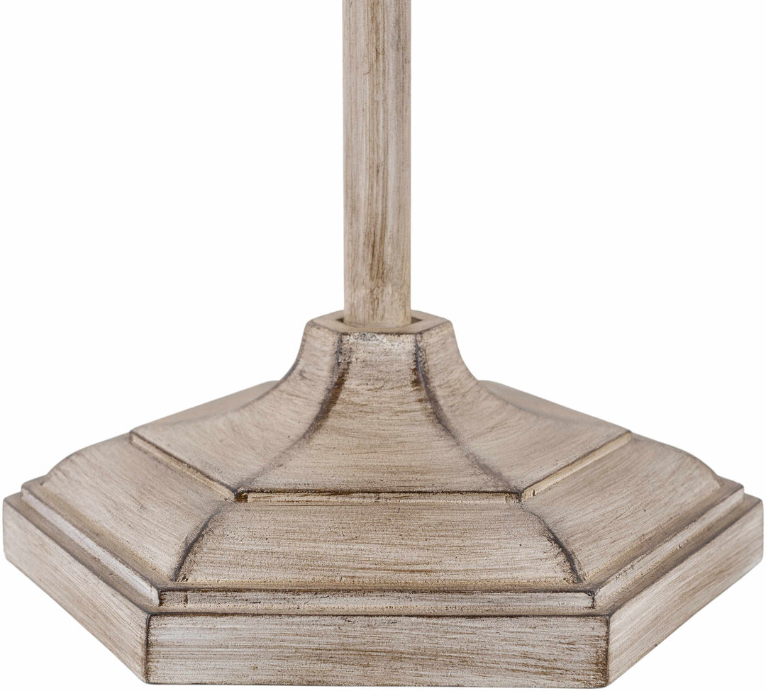 Esmeralda Gray & Beige Resin Floor Lamp – Traditional Accent Lighting with Linen Shade