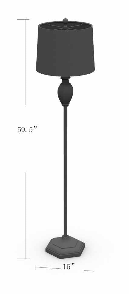 Esmeralda Gray & Beige Resin Floor Lamp – Traditional Accent Lighting with Linen Shade