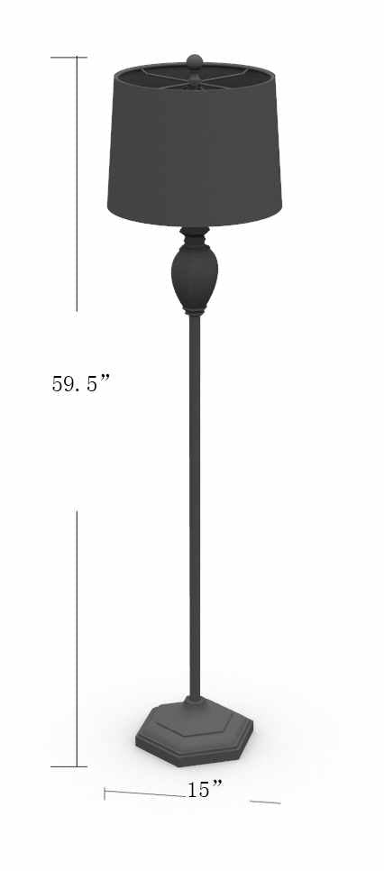 Esmeralda Gray & Beige Resin Floor Lamp – Traditional Accent Lighting with Linen Shade - The Rug Decor