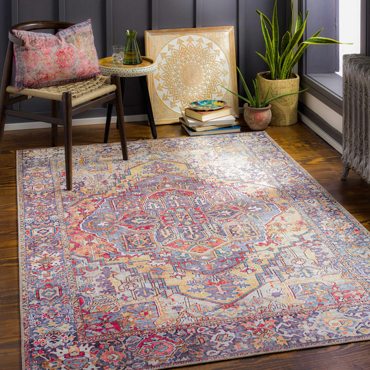 Estevan Transitional Colorful Blue And Beige Area Rug - The Rug Decor