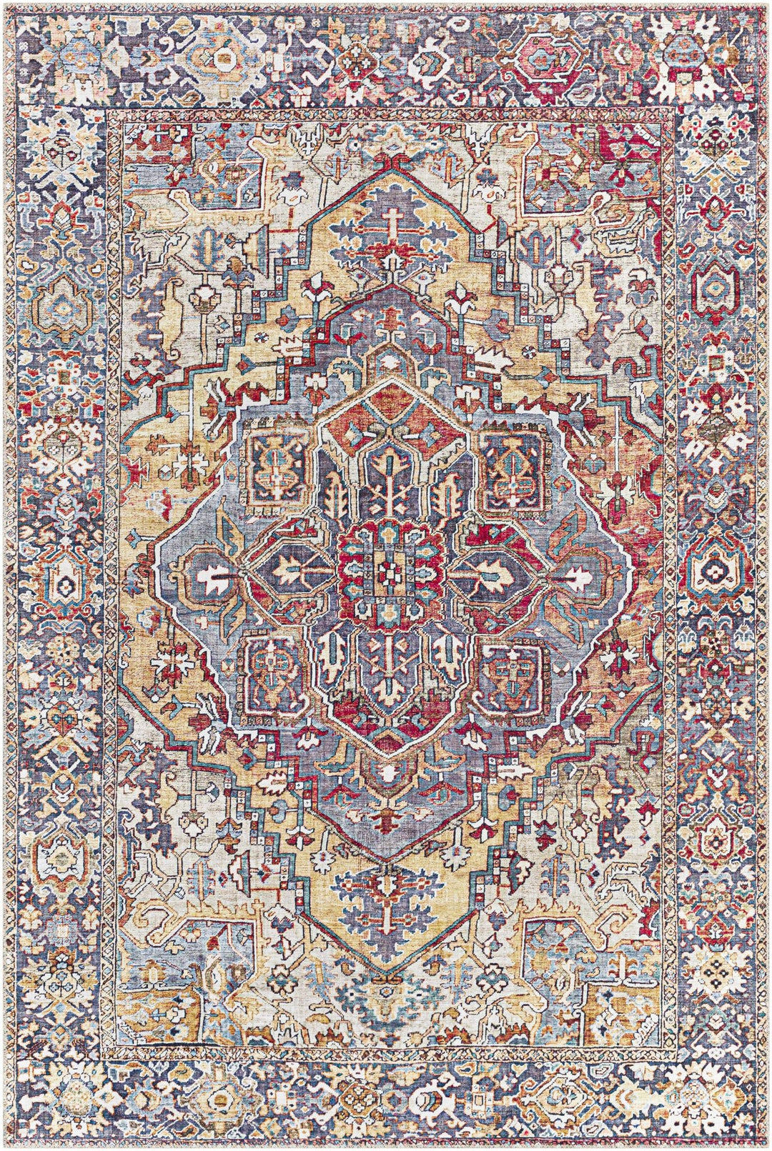 Estevan Transitional Colorful Blue And Beige Area Rug - The Rug Decor