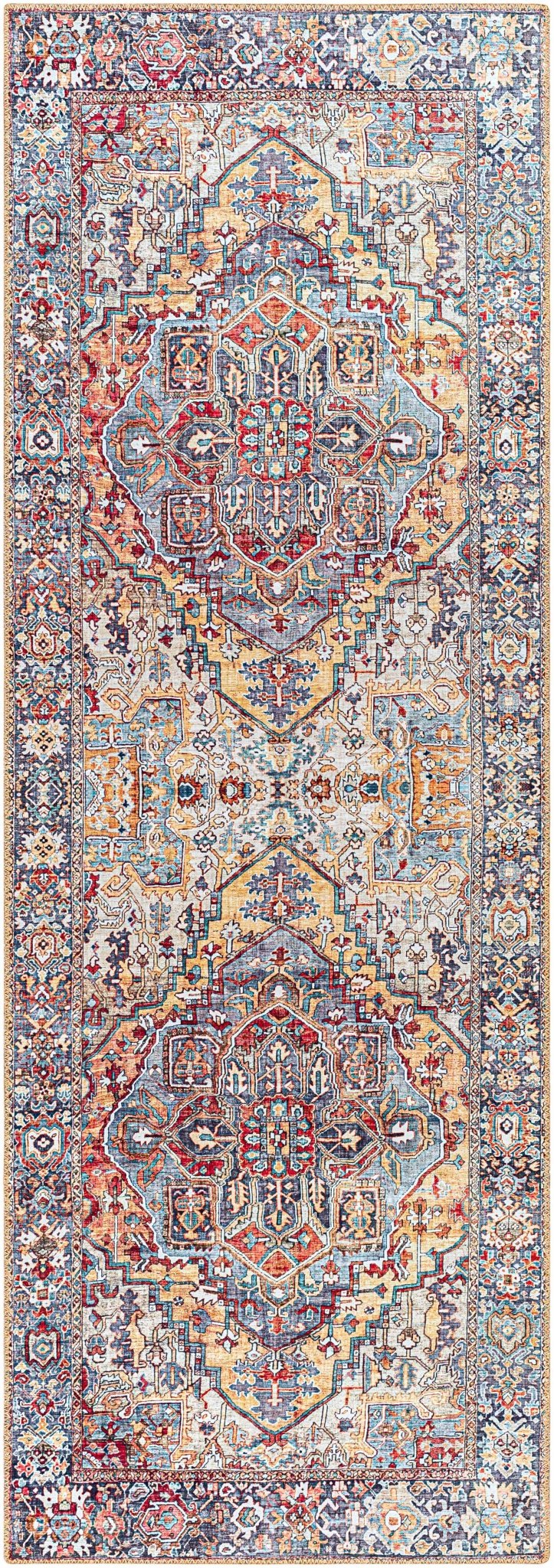 Estevan Transitional Colorful Blue And Beige Area Rug - The Rug Decor