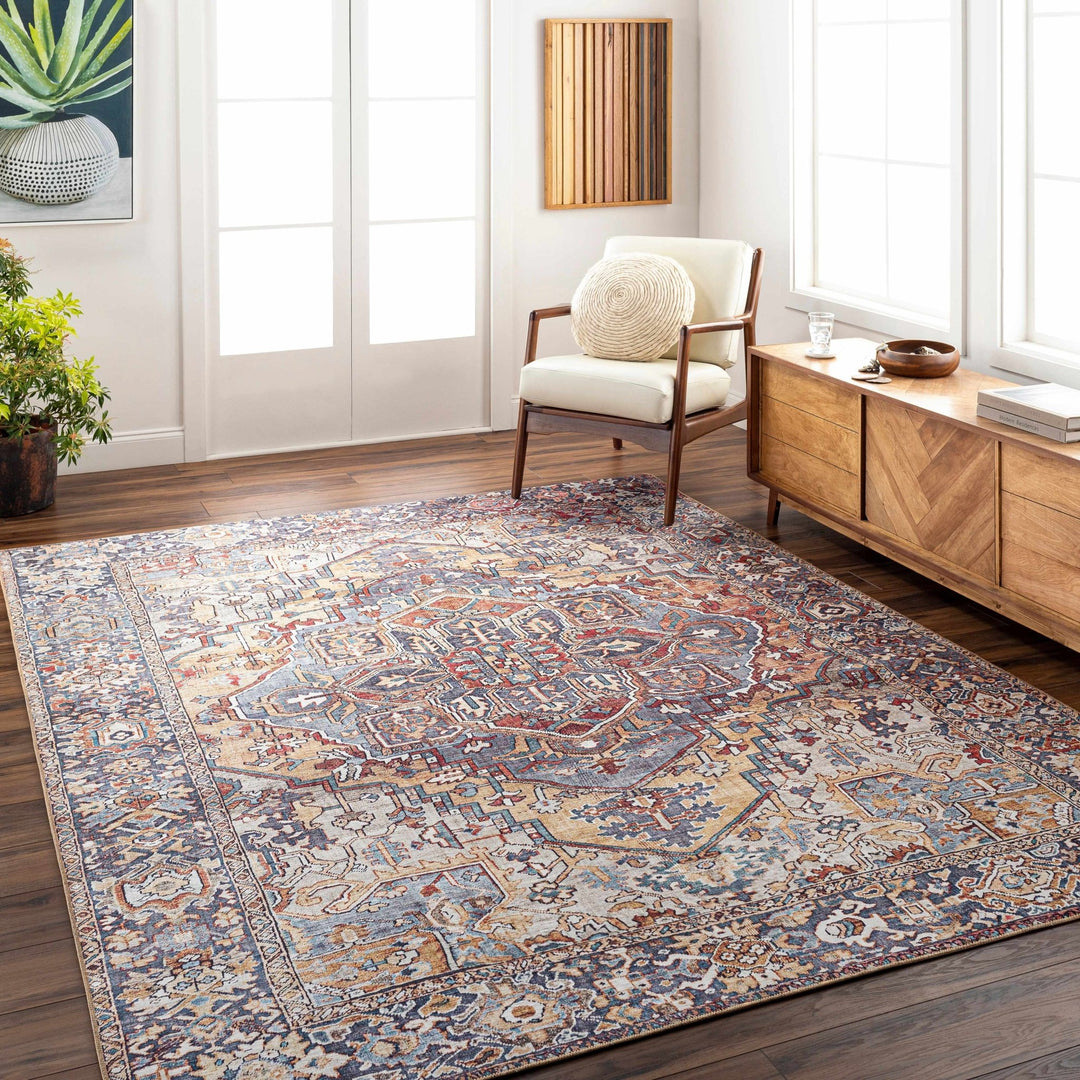 Estevan Transitional Colorful Blue And Beige Area Rug - The Rug Decor