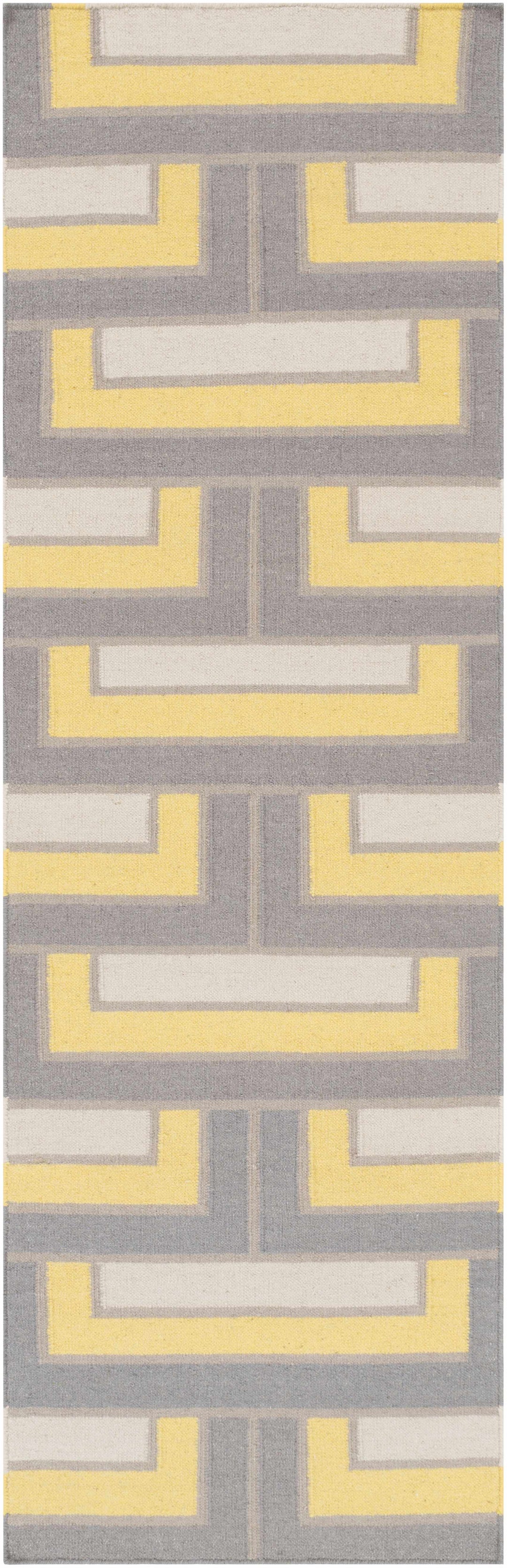 Etlan Modern Style Gray And Yellow Hand Woven Wool Area Rug