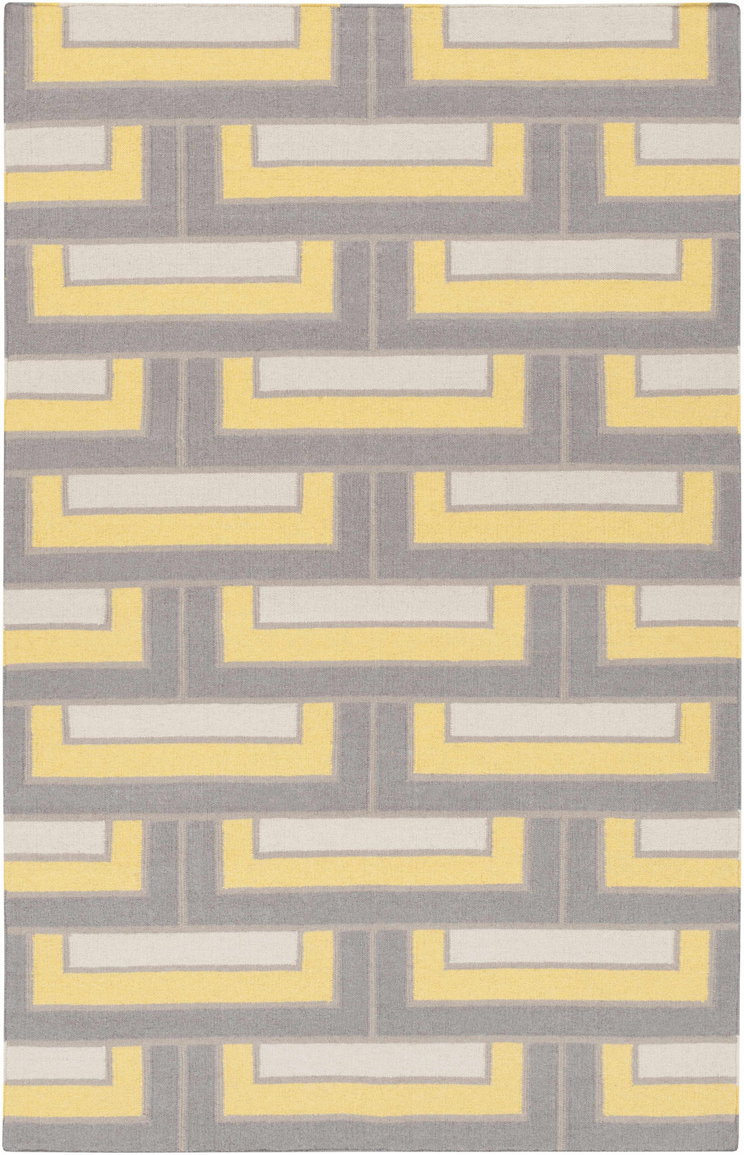 Etlan Modern Style Gray And Yellow Hand Woven Wool Area Rug