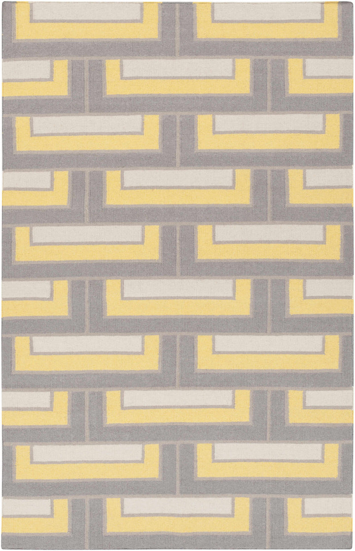 Etlan Modern Style Gray And Yellow Hand Woven Wool Area Rug