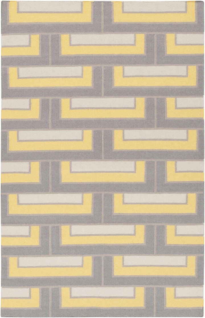 Etlan Modern Style Gray And Yellow Hand Woven Wool Area Rug - The Rug Decor