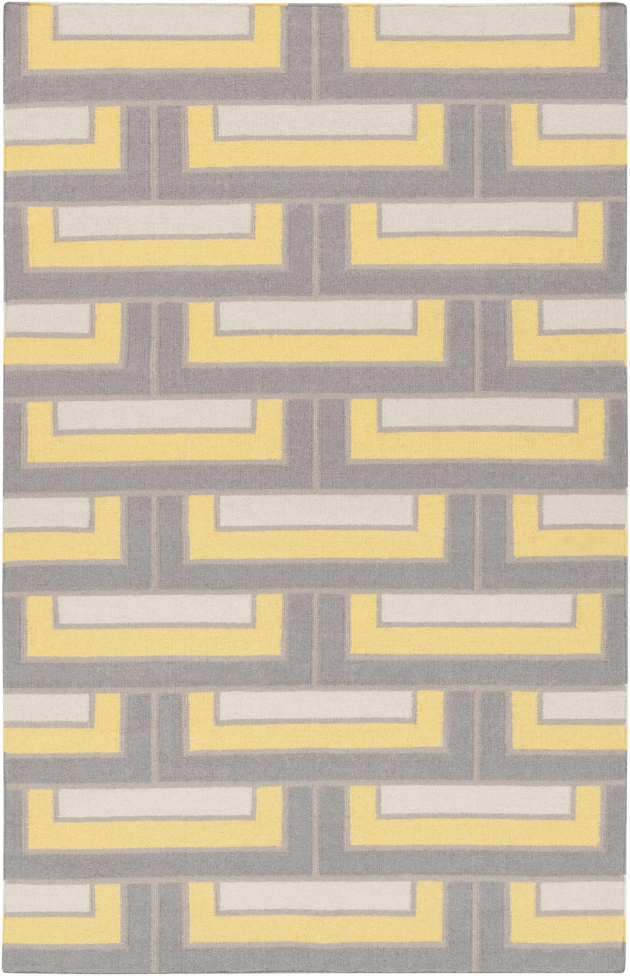 Etlan Modern Style Gray And Yellow Hand Woven Wool Area Rug - The Rug Decor