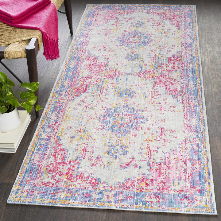 Eufaula Traditional Style Pink And Blue Area Rug - The Rug Decor