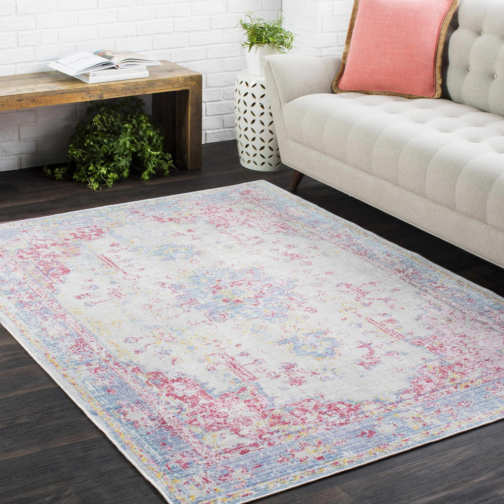 Eufaula Traditional Style Pink And Blue Area Rug - The Rug Decor
