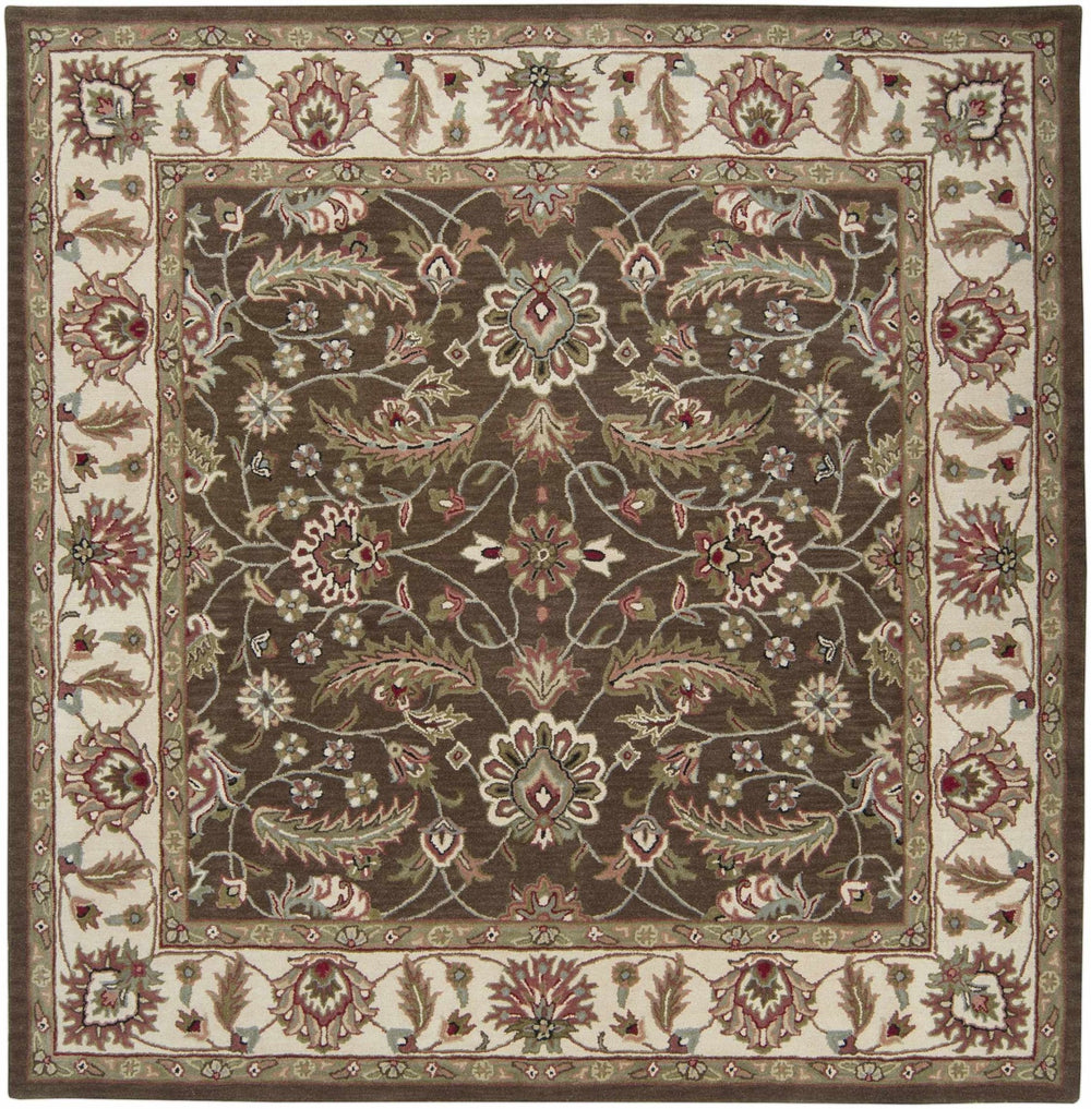 Eupora Traditional Floral Brown And Beige Wool Rug - The Rug Decor
