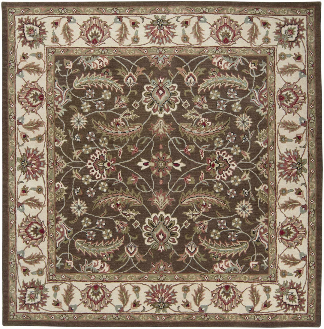 Eupora Traditional Floral Brown And Beige Wool Rug - The Rug Decor