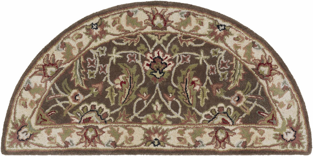 Eupora Traditional Floral Brown And Beige Wool Rug - The Rug Decor