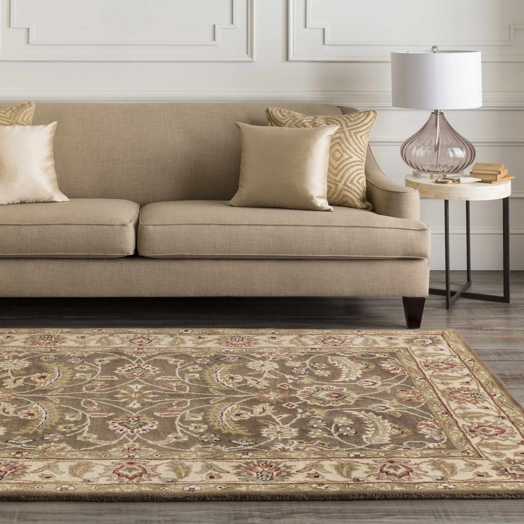 Eupora Traditional Floral Brown And Beige Wool Rug - The Rug Decor