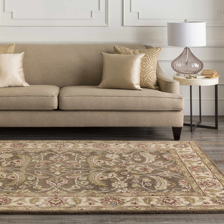 Eupora Traditional Floral Brown And Beige Wool Rug - The Rug Decor