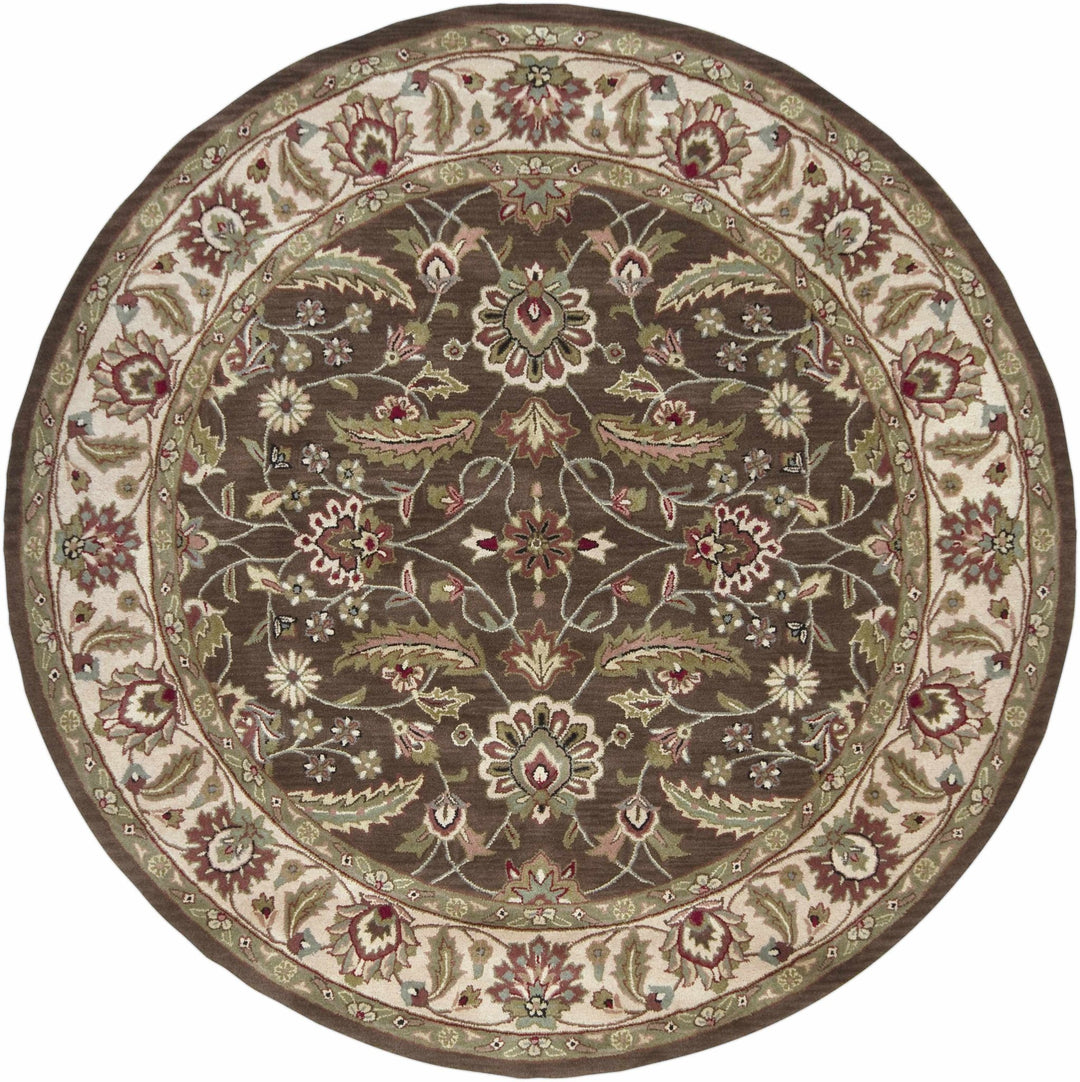 Eupora Traditional Floral Brown And Beige Wool Rug - The Rug Decor