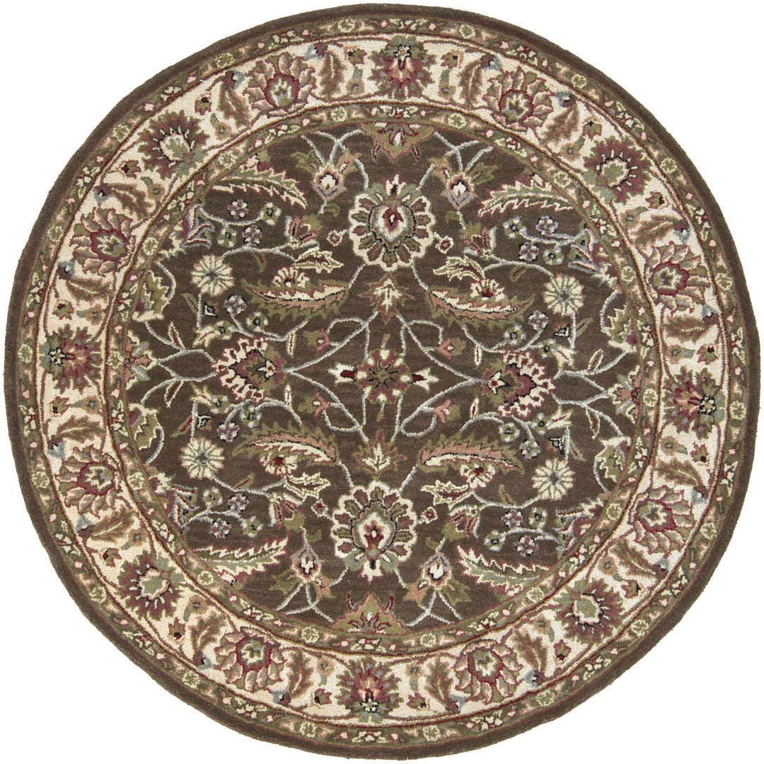 Eupora Traditional Floral Brown And Beige Wool Rug - The Rug Decor