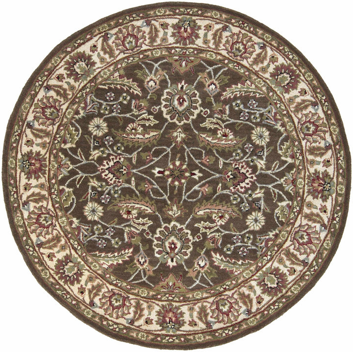 Eupora Traditional Floral Brown And Beige Wool Rug - The Rug Decor