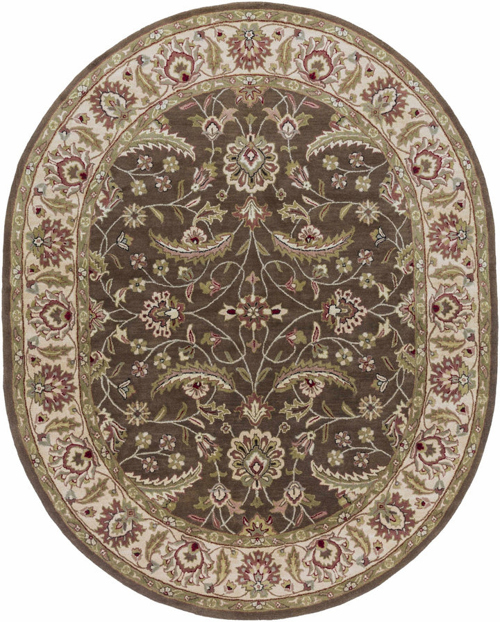 Eupora Traditional Floral Brown And Beige Wool Rug - The Rug Decor