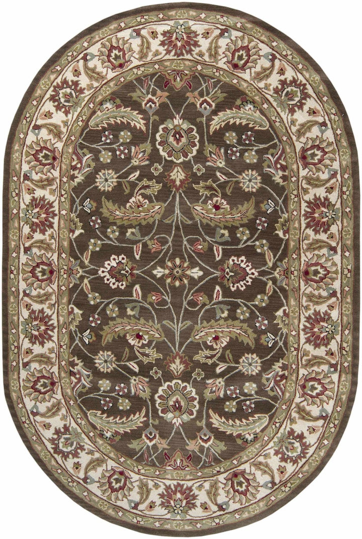 Eupora Traditional Floral Brown And Beige Wool Rug - The Rug Decor