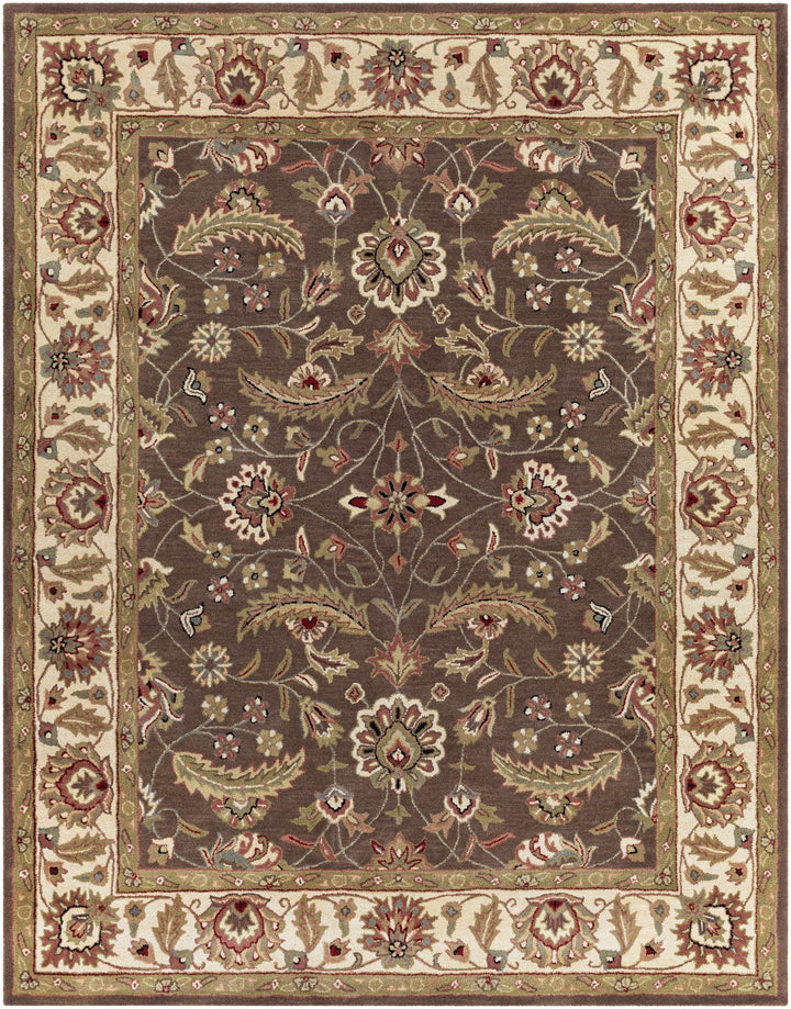 Eupora Traditional Floral Brown And Beige Wool Rug - The Rug Decor