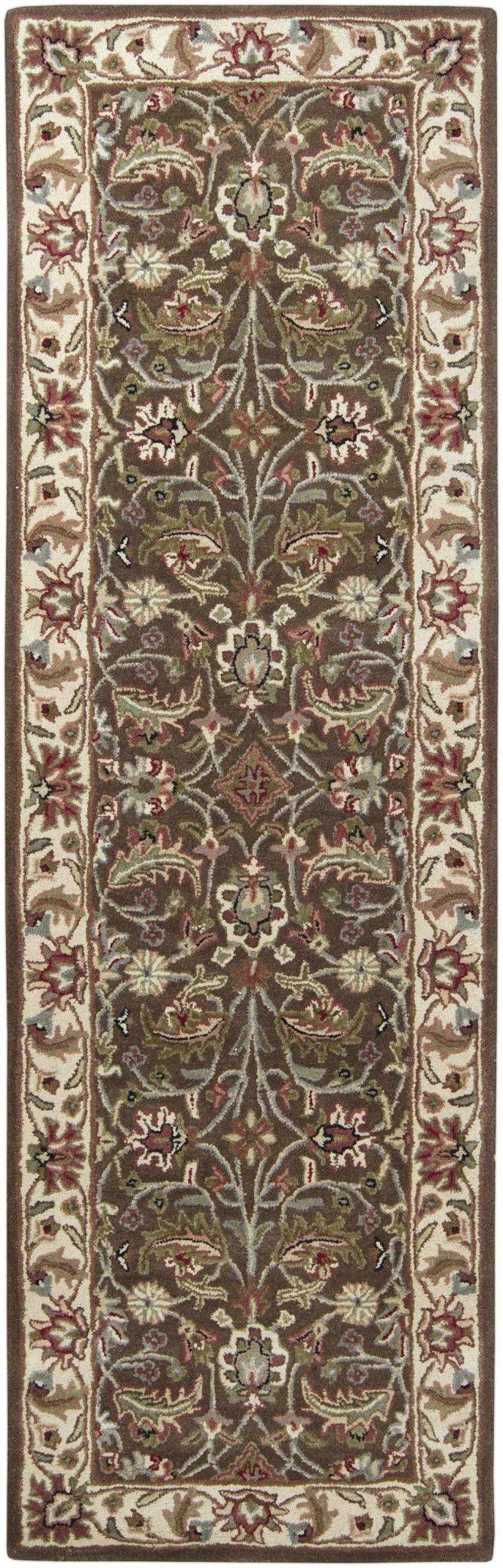 Eupora Traditional Floral Brown And Beige Wool Rug - The Rug Decor