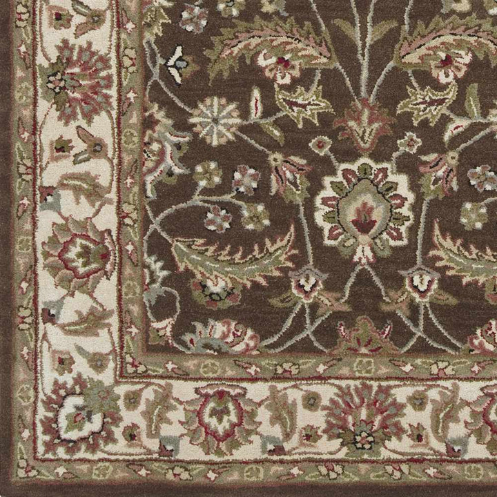 Eupora Traditional Floral Brown And Beige Wool Rug - The Rug Decor