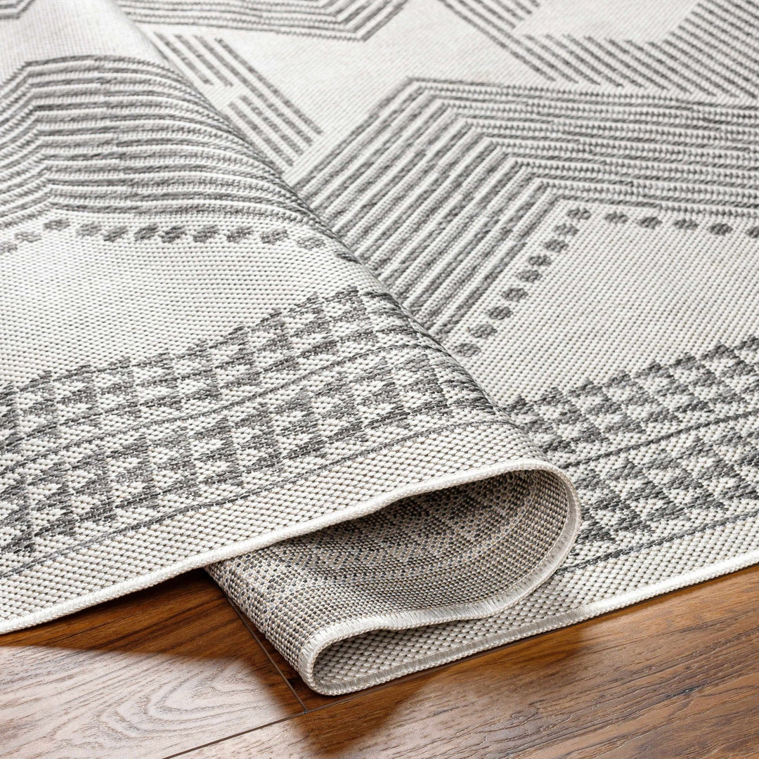 Evana Modern Geometric Design Gray And Off White Area Rug - The Rug Decor
