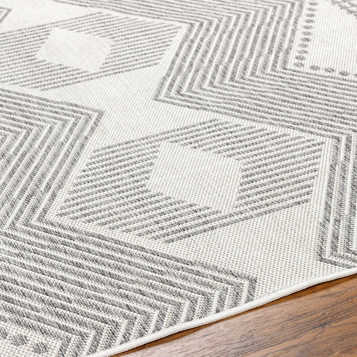 Evana Modern Geometric Design Gray And Off White Area Rug - The Rug Decor