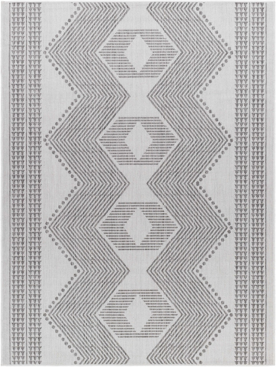 Evana Modern Geometric Design Gray And Off White Area Rug - The Rug Decor