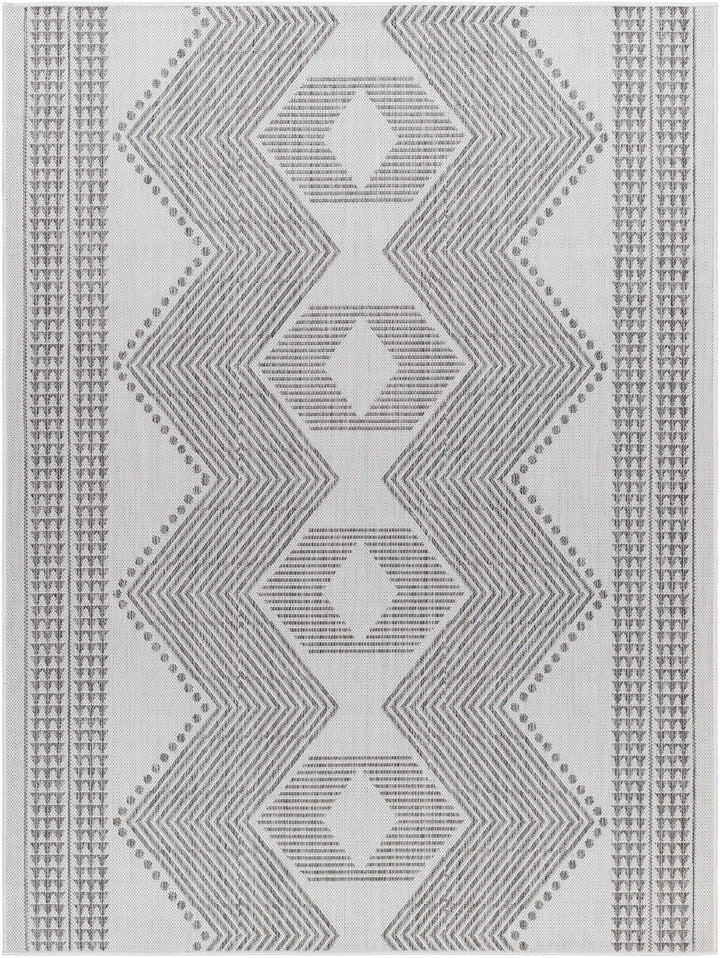 Evana Modern Geometric Design Gray And Off White Area Rug - The Rug Decor