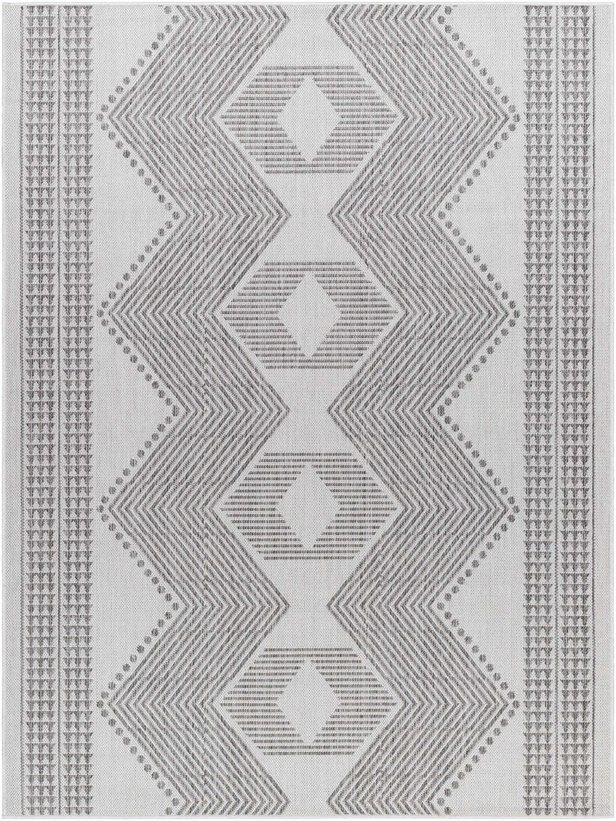 Evana Modern Geometric Design Gray And Off White Area Rug - The Rug Decor