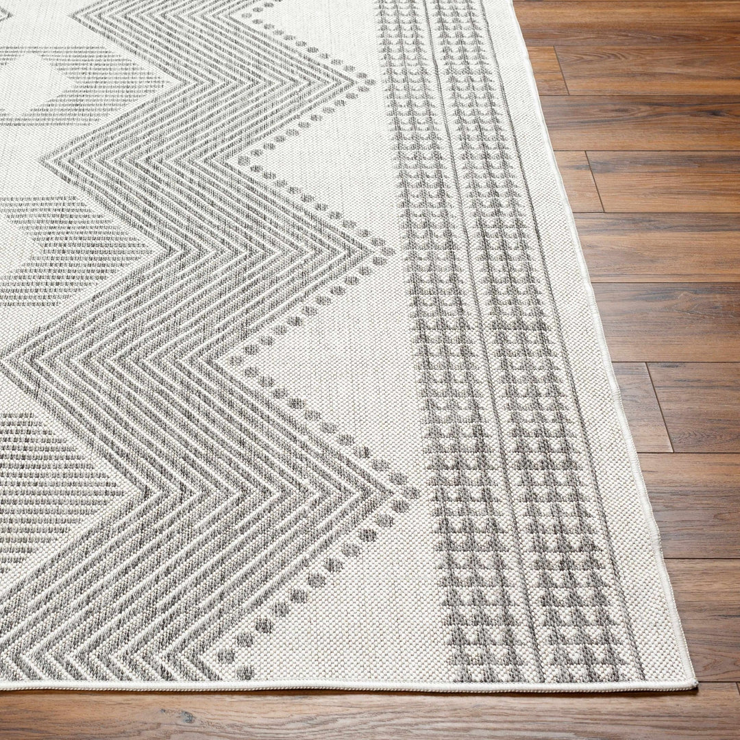 Evana Modern Geometric Design Gray And Off White Area Rug - The Rug Decor