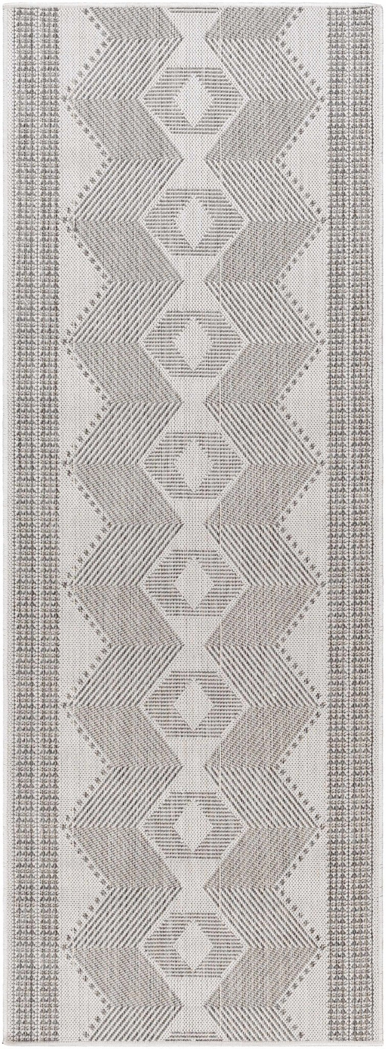 Evana Modern Geometric Design Gray And Off White Area Rug - The Rug Decor