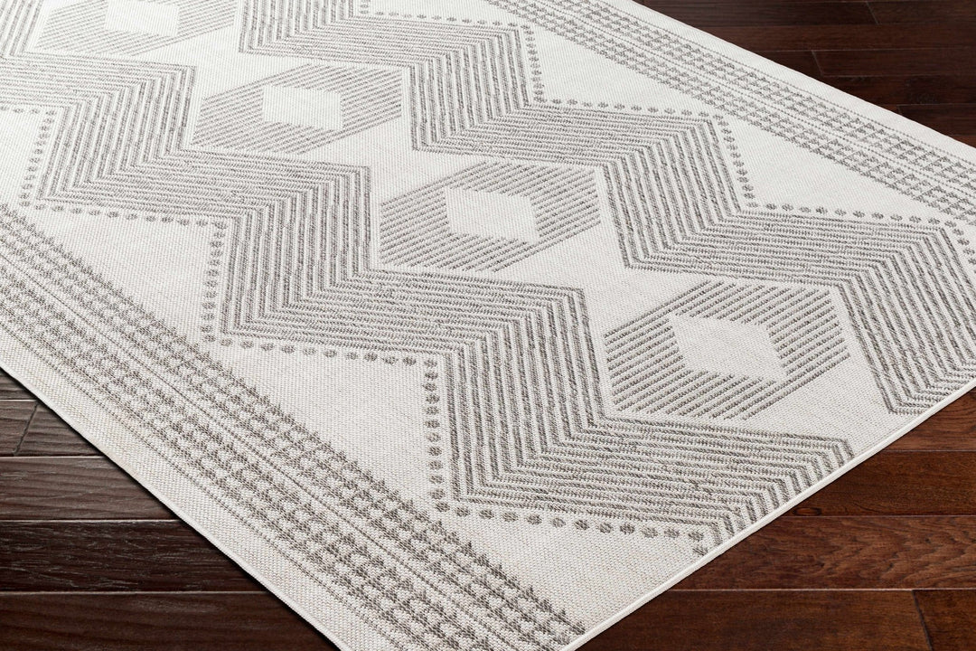 Evana Modern Geometric Design Gray And Off White Area Rug - The Rug Decor