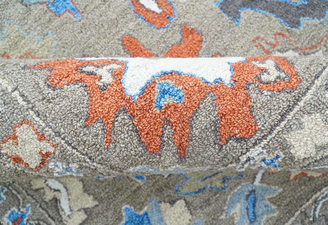 Eve Custom Made Traditional Gray Oushak Hand Tufted wool rug - The Rug Decor