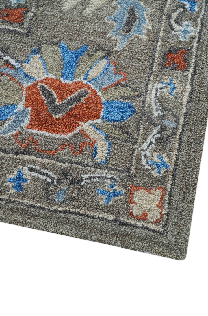 Eve Custom Made Traditional Gray Oushak Hand Tufted wool rug - The Rug Decor