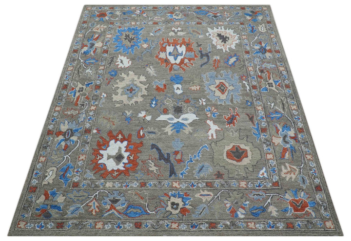 Eve Custom Made Traditional Gray Oushak Hand Tufted wool rug - The Rug Decor