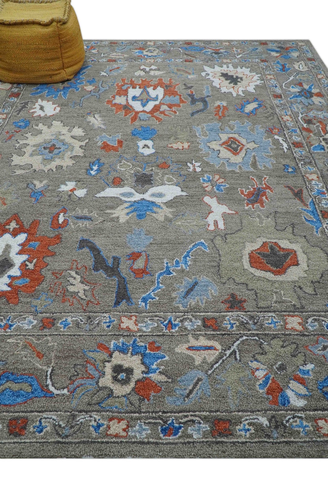 Eve Custom Made Traditional Gray Oushak Hand Tufted wool rug - The Rug Decor